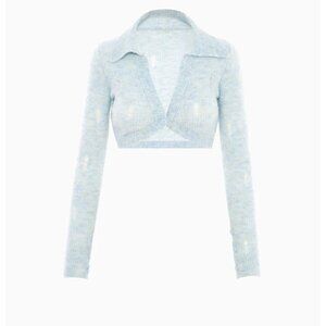 Ruve Kavu Baby Blue Multi Knit V Neck Cardi Top